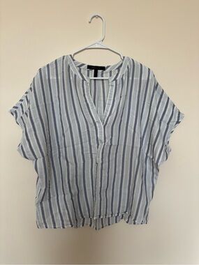 BCBGMaxAzria Light Blue & White Striped Button-Up Top